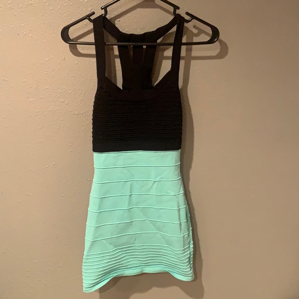 Black and mint tight dress